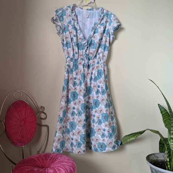 Fossil Vintage Style White w/ Blue Flowers Dress - Picture 6 of 8